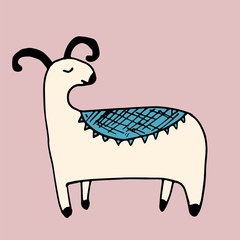 Cte sheep in the mountains, coloring book for kids.