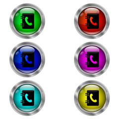 Phone book icon. Set of round color icons.