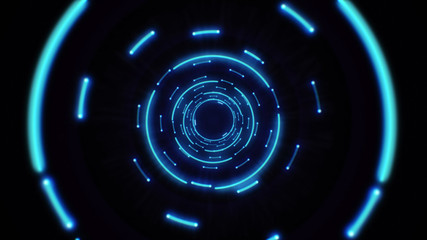 Blue abstract light circles seamless looping. Animation of an abstract background tunnel loop with...