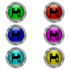 Save icon. Set of round color icons.