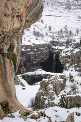 Fototapeta na wymiar Baatara gorge waterfall, near Tannourine, Lebanon.