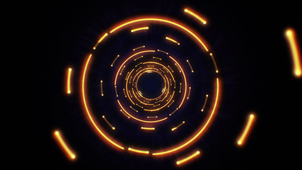 Orange abstract light circles seamless looping. Animation of an abstract background tunnel loop...