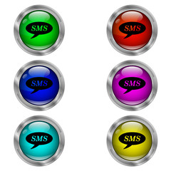SMS icon. Set of color round icons.