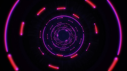 Pink abstract light circles seamless looping. Animation of an abstract background tunnel loop with...
