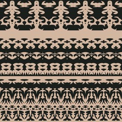 Seamless background with contrasting patterned stripes in ethnic style