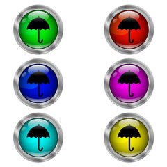 Umbrella icon. Set of round color icons.