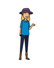 tourist woman with hat character
