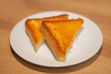 Two toast bread on plate