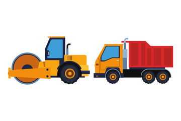 Construction vehicles machinery colorful