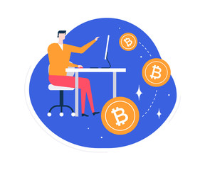 Cryptocurrency concept - flat design style colorful illustration