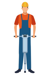 Construction worker with driller colorful