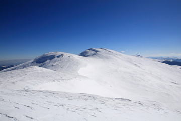 Mountain ridge in winter