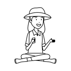 tourist woman with hat character