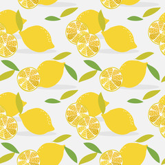 Sliced lemon seamless pattern.