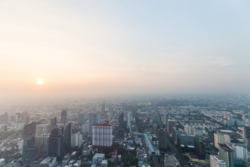 Obraz premium Bangkok city building metropolis with sunset