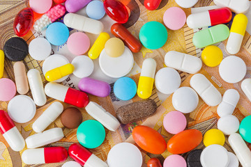 Pills and money - business medical background
