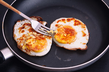 Fried eggs in a pan