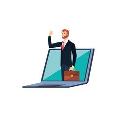 businessman elegant in laptop computer