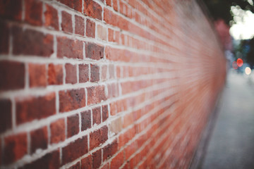 Close-up of red brick wall