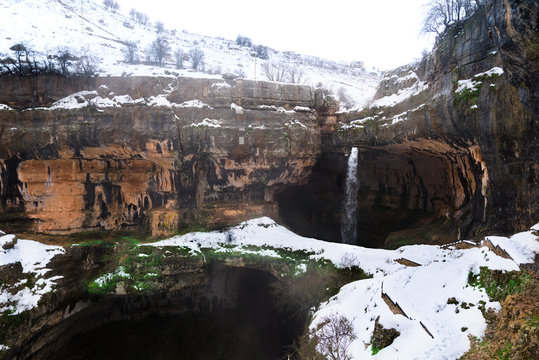 Baatara gorge waterfall, near Tannourine, Lebanon.