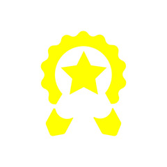 Badge, certificate, medal, quality, reward, Award Plaque, Award Ribbon. yellow color award icon