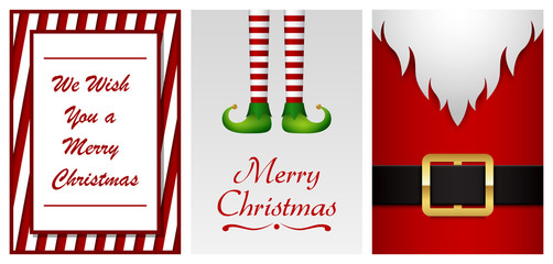 Set of merry christmas greeting cards on white background