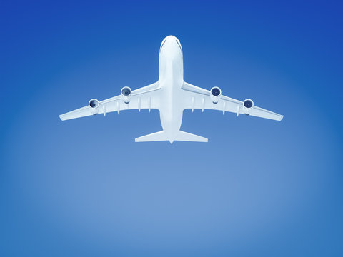 big airplane in the blue sky background