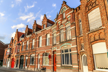 Naklejka premium Bruges, Belgium - October 9, 2014: Beautiful architecture of Bruges, Belgium.