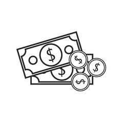 Dollar flat icon with coin on white background, for any occasion