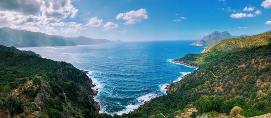 Panorama view of ocean on corsica