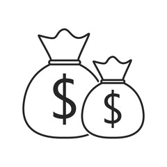 Money bag flat icon on white background, for any occasion