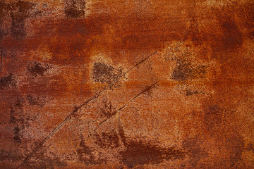 Grunge rusted metal texture. Rusty corrosion and oxidized background. Worn metallic iron panel. Abandoned design wall. Copper bar.