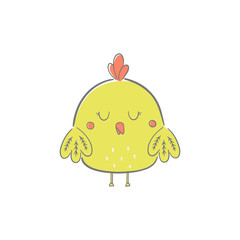 Cute cartoon chicken. Vector illustration.