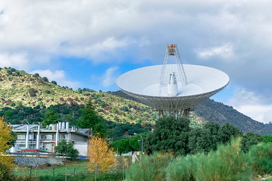 Center of the NASA in Madrid, presiding over the complex with a large antenna. Photograph made in Robledo de Chavela, Madrid, Spain.