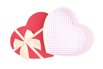 Open gift box with golden bow isolated on white background