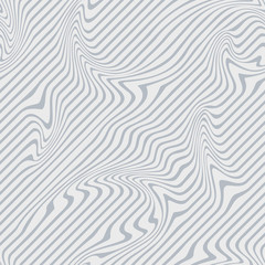 Fototapeta premium Abstract Illustration of Wave Stripes. Gray and White Striped Background with Geometric Pattern and Visual Distortion Effect. Optical illusion and Curved lines. Op art.