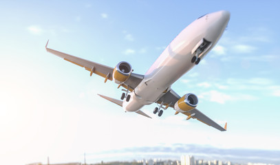 Commercial Airplane close fly by