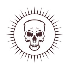 Skull Head Illustration Line Art