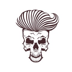 Skull Barber Illustration Line Art
