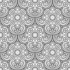 Seamless geometric line pattern in eastern or arabic style. Exquisite monochrome texture. Black and white graphic background, lace pattern