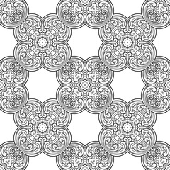 Fototapeta na wymiar Seamless geometric line pattern in eastern or arabic style. Exquisite monochrome texture. Black and white graphic background, lace pattern