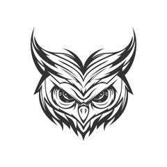 Owl Head Tattoo Illustration and tshirt design vector