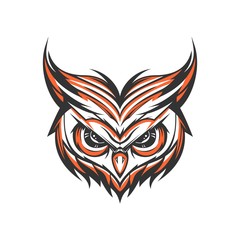 Owl Head Tattoo Illustration and tshirt design vector