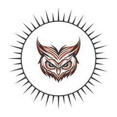 Owl Head With Circle Tattoo Illustration and tshirt design vector
