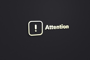 Text Attention with yellow 3D illustration and dark background