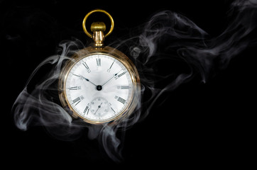Hot Time: Pocket Watch Enveloped in White Smoke