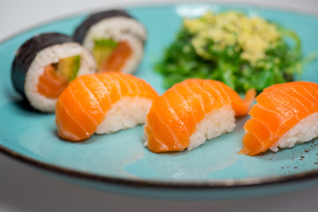 Close up of sashimi sushi set