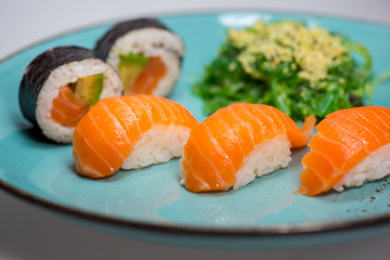 Close up of sashimi sushi set