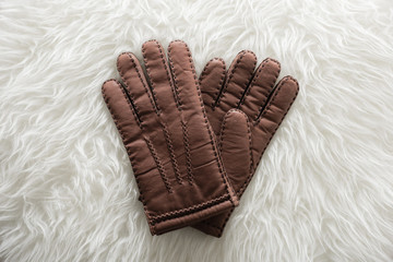 Fototapeta na wymiar brown leather gloves