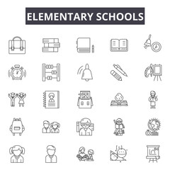 Elementary school line icons for web and mobile. Editable stroke signs. Elementary school  outline concept illustrations